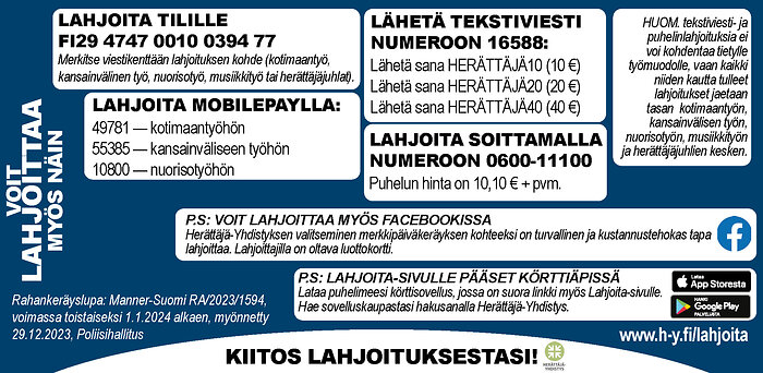 Linkki avautuu uuteen selainikkunaan Tutustu eri lahjoitusmahdollisuuksiin www.h-y.fi/lahjoita